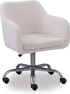 Linon Brooklyn Sherpa Office Chair, Ivory